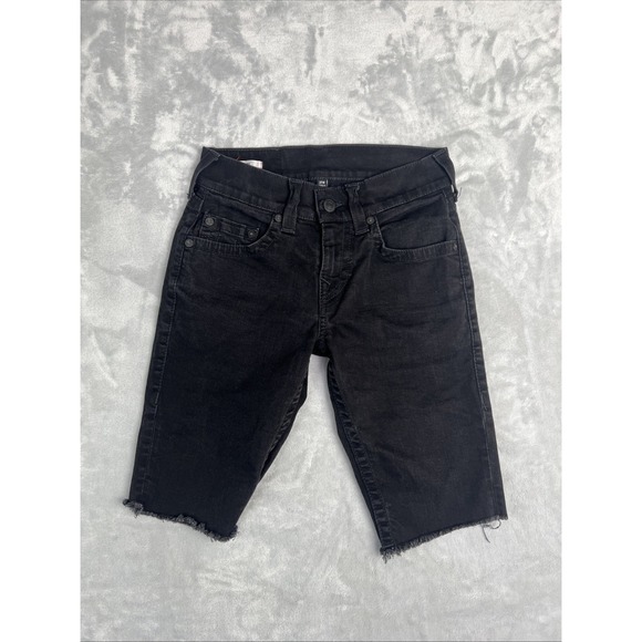 True Religion Ricky Relaxed Straight Denim Shorts Mens 27w  Black - Picture 1 of 11